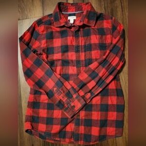 Girls Sz XL Cat & Jack Buffalo Plaid Button Up Long Sleeve Shirt, Gently Worn